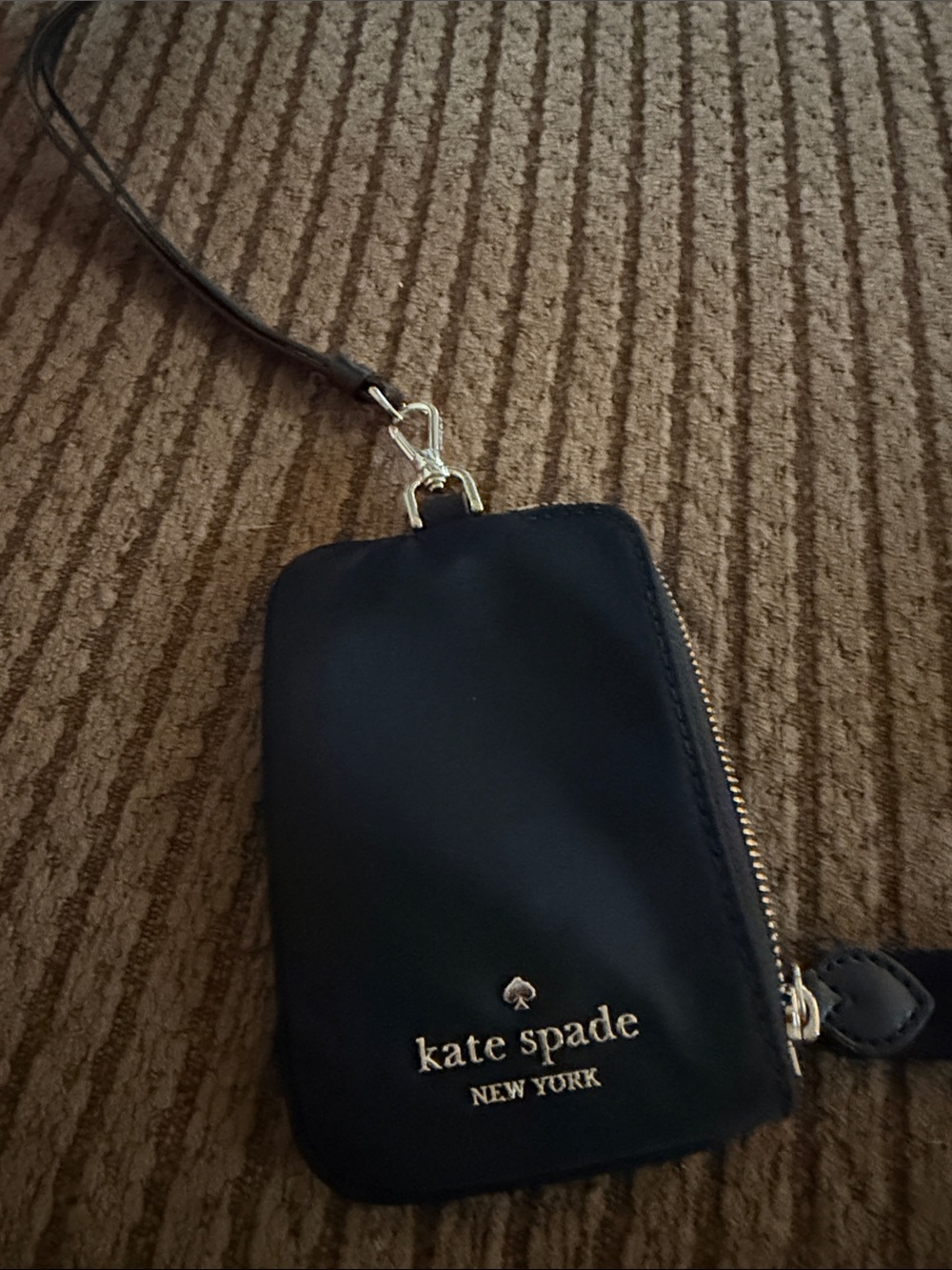 kate spade black mini crossbody wristlet with gold hardware